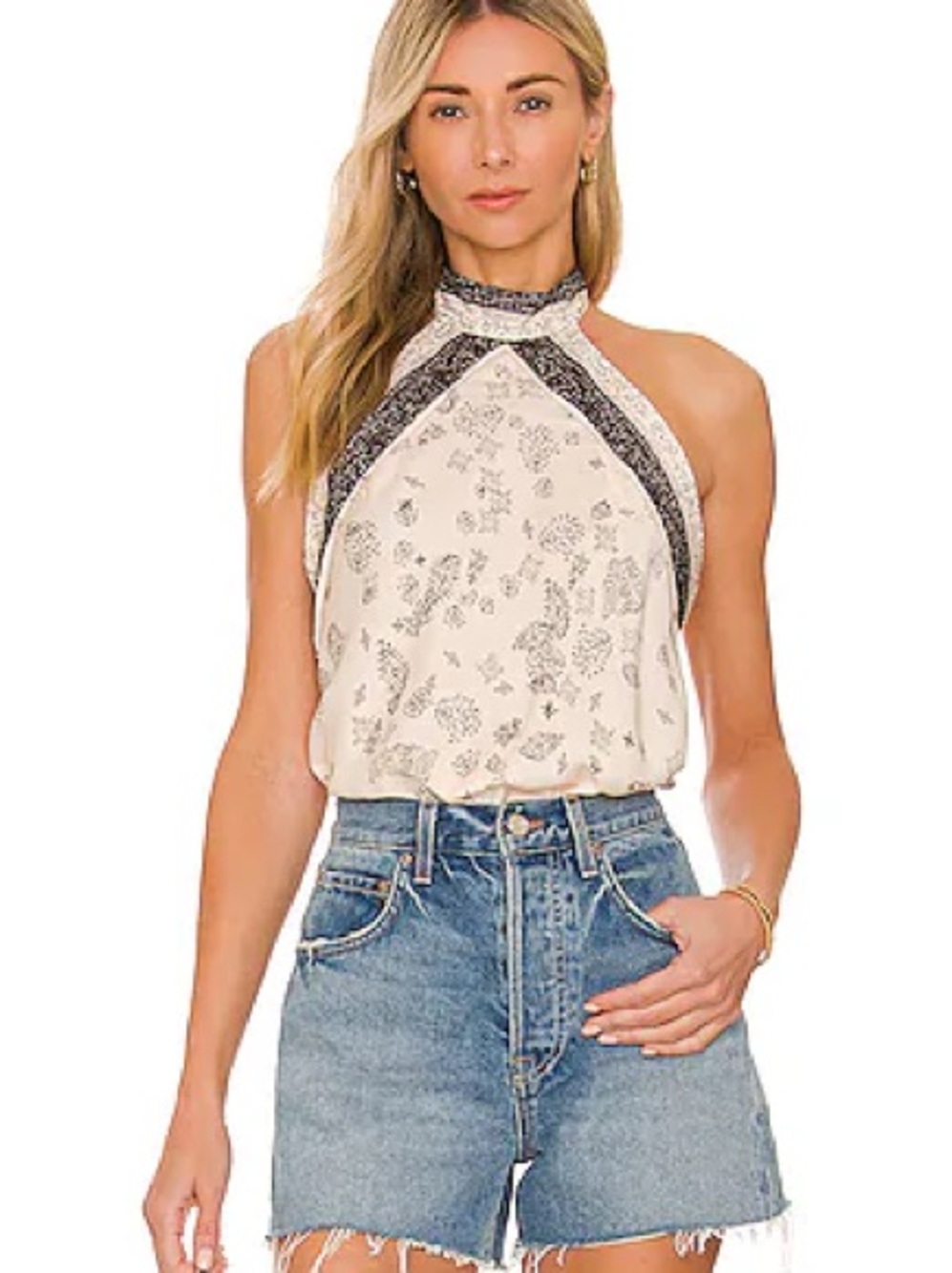 NWOT Free People One Thing Bodysuit in Chamoix Combo White Size XL